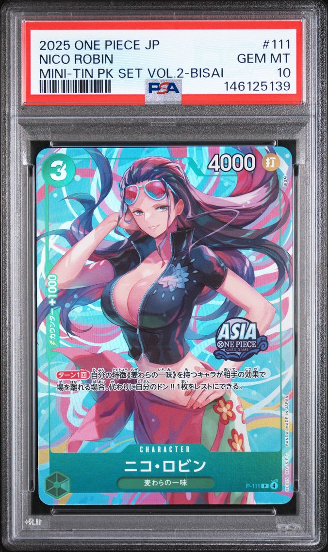 2025 #111 Nico Robin PSA 10 One Piece Japanese Mini-Tin Pack Set Vol.2