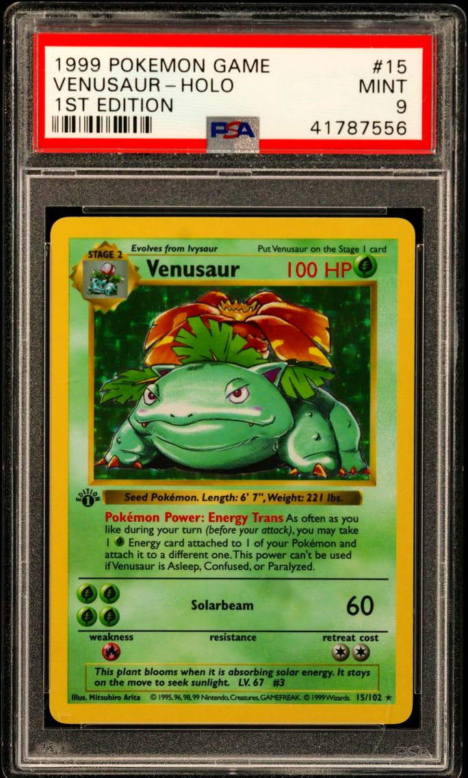 1999 #15 Venusaur-Holo 1st Edition PSA 9 Game