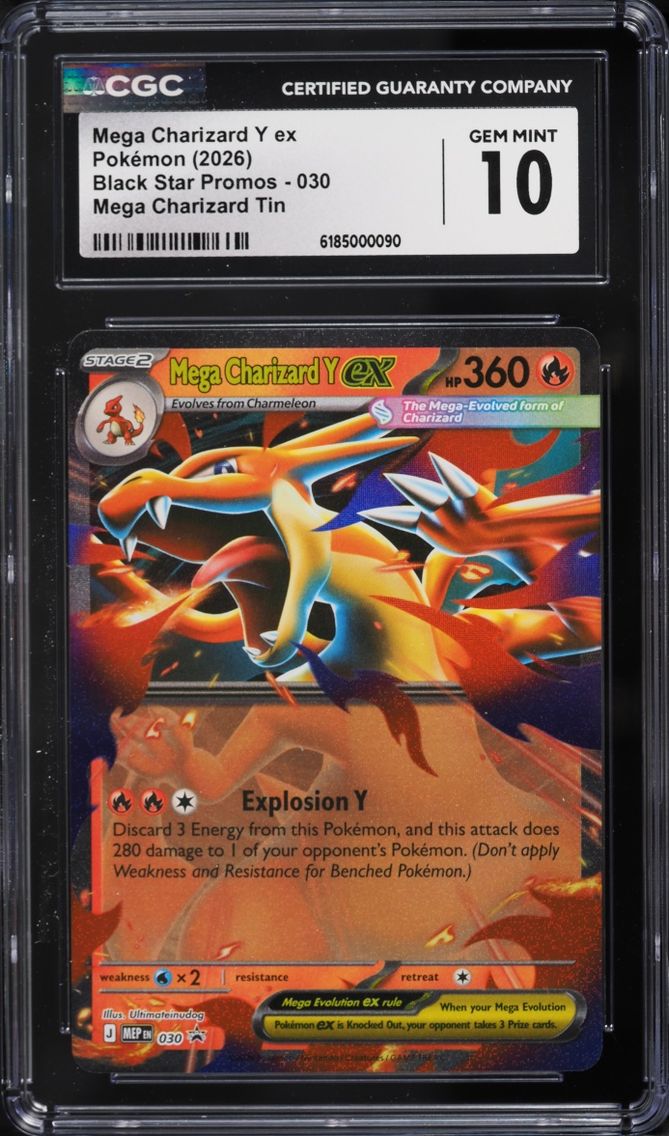 2026 #30 Mega Charizard Y EX CGC 10 Pokemon Mega Evolution Black Star Promo Tin