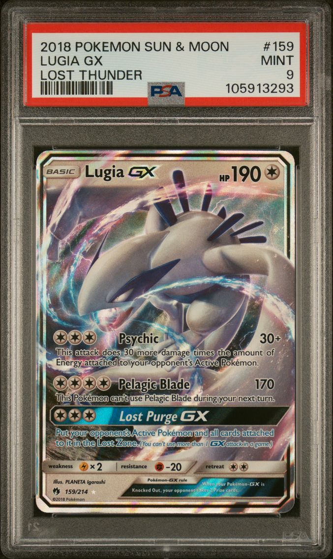 2018 #159 Lugia GX Base PSA 9 Sun & Moon Lost Thunder Pokemon