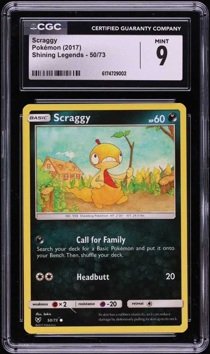 2017 Pokemon Sun & Moon Shining Legends Scraggy #50 CGC 9 MINT