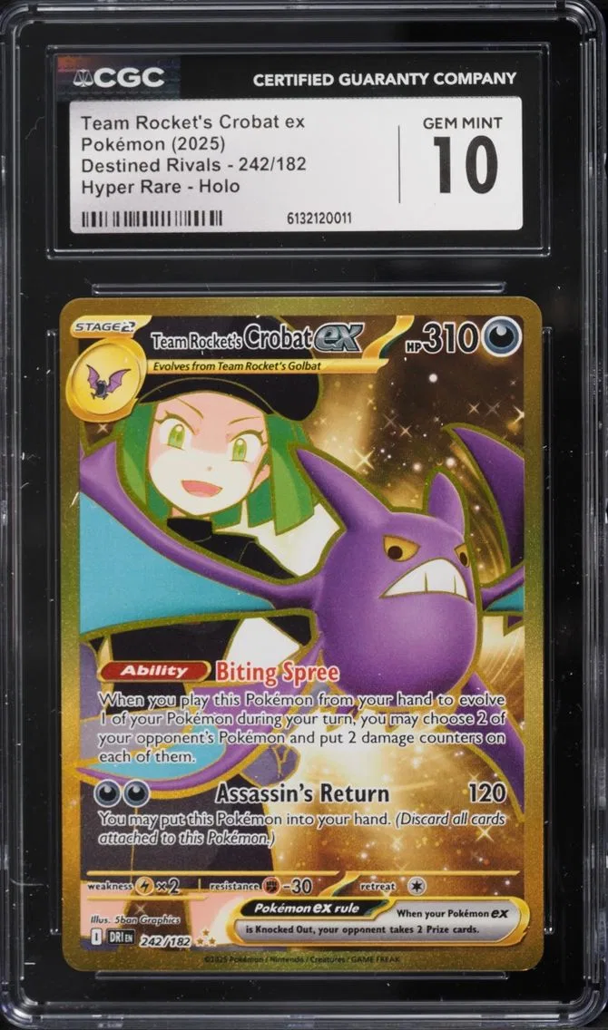 2025 Pokemon Scarlet & Violet Destined Rivals Gold Rare Team Rocket's Crobat EX #242 CGC 10 GEM
