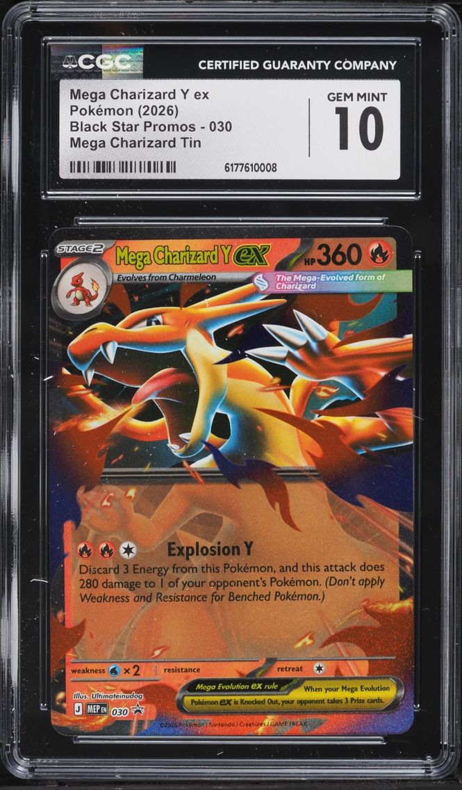 2026 Pokemon Mega Evolution Black Star Promo Tin Mega Charizard Y ex #30 CGC 10 GEM MINT