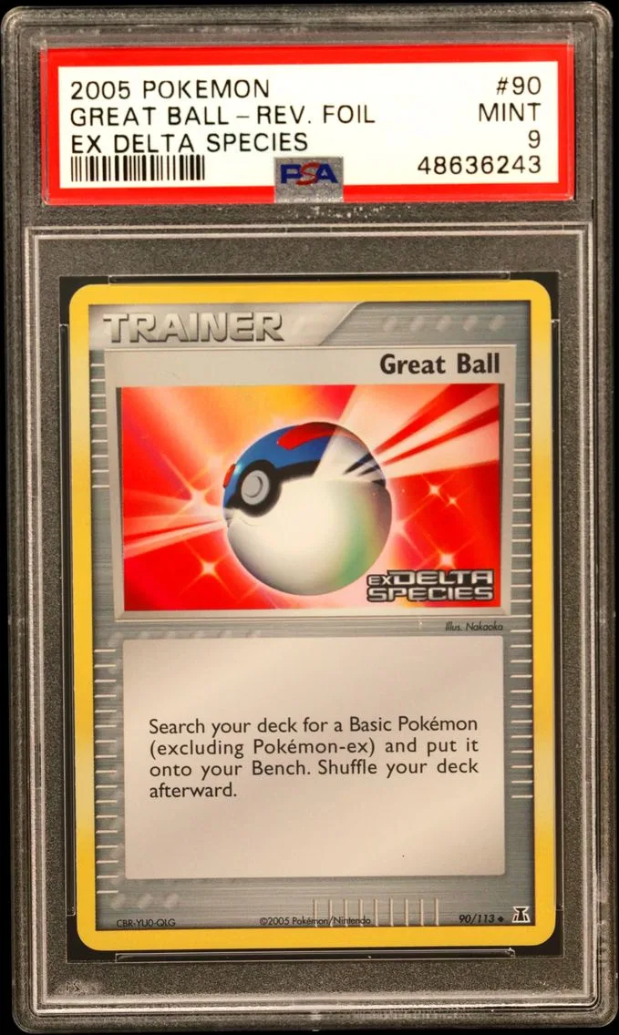2005 #90 Great Ball-Reverse Foil PSA 9 Base Pokemon EX Delta Species Pokemon