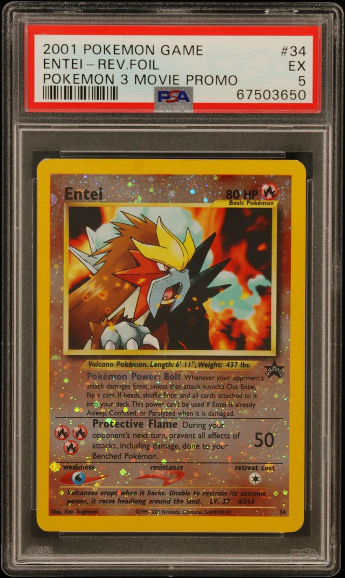 2001 #34 Entei-Reverse Foil PSA 5 Game Movie