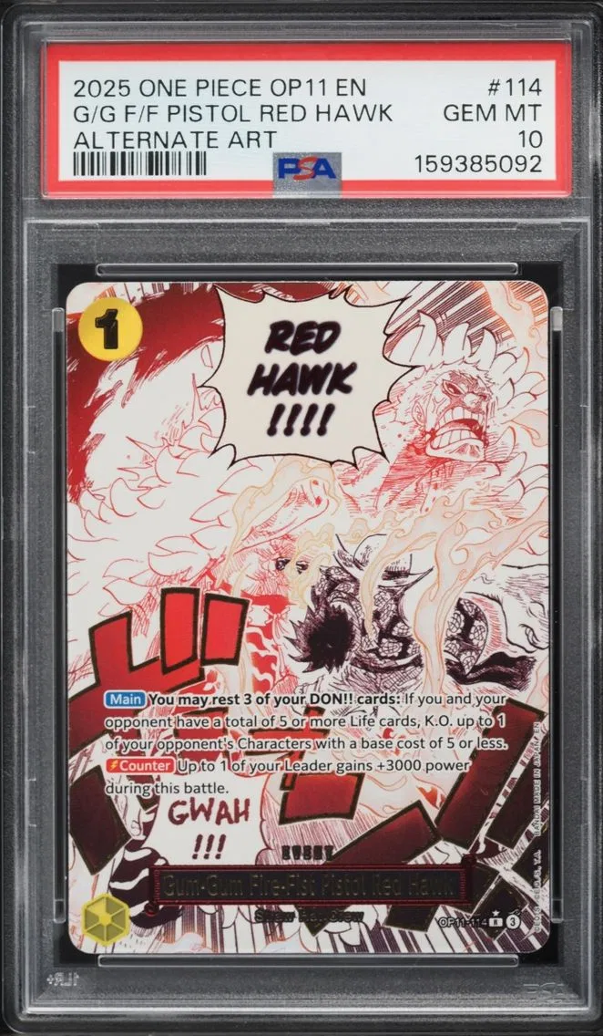 2025 #114 Gum-Gum Fire-Fist Pistol Red Hawk PSA 10 One Piece Fist Of Divine Speed Manga Art