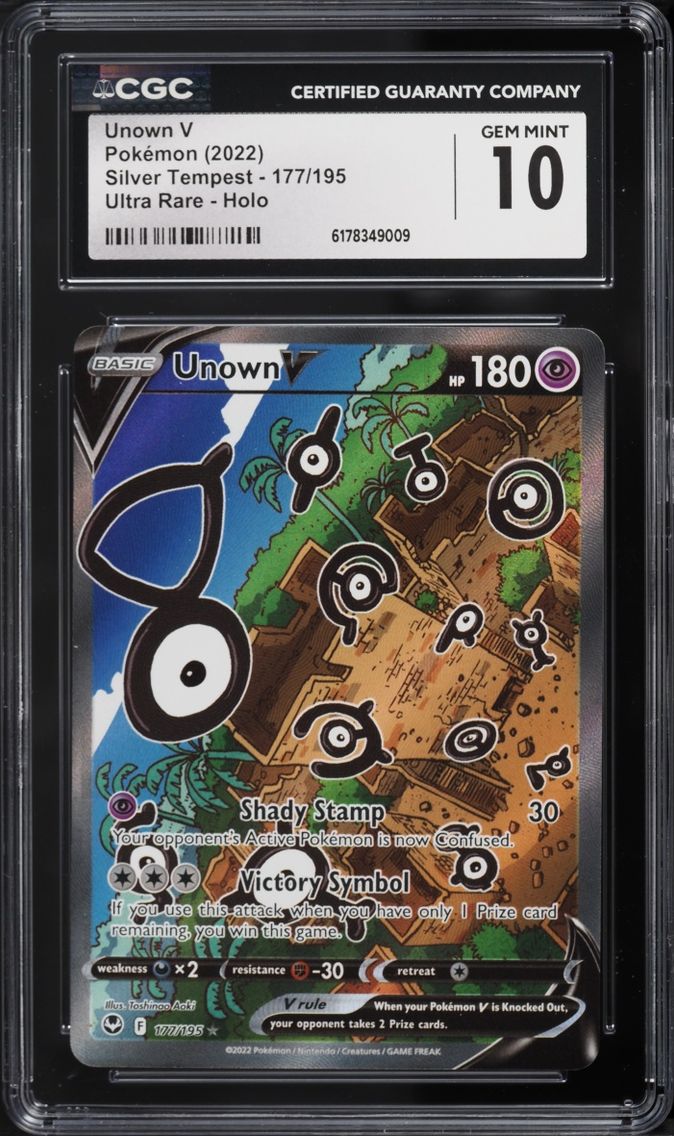 2022 Pokemon Sword & Shield Silver Tempest Full Art Unown V #177 CGC 10 GEM MINT