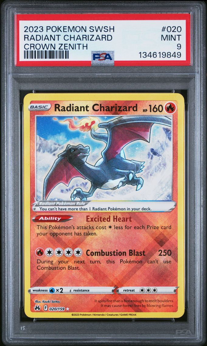 2023 #020 Radiant Charizard PSA 9 Sword and Shield Crown Zenith Pokemon
