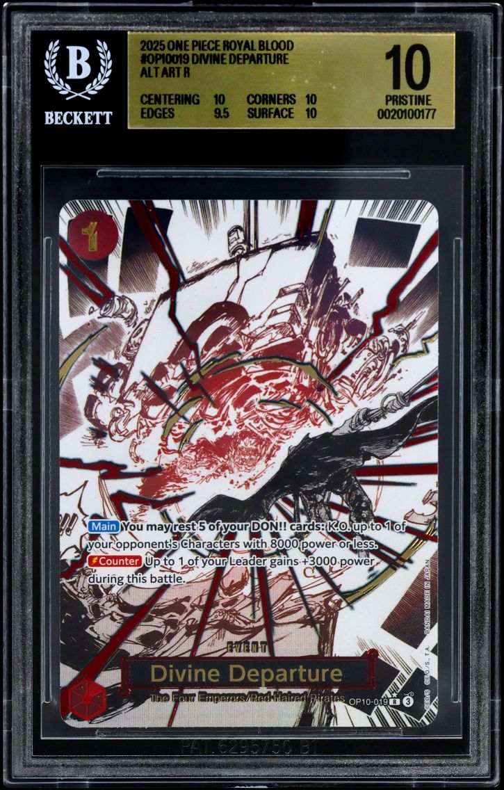 2025 #OP10019 Divine Departure ALT ART R BGS 10 One Piece Card Game Royal Blood
