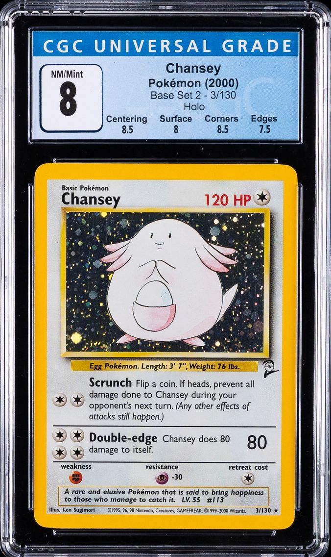 2000 #3 Chansey-Holo CGC 8 Game Base II Pokemon