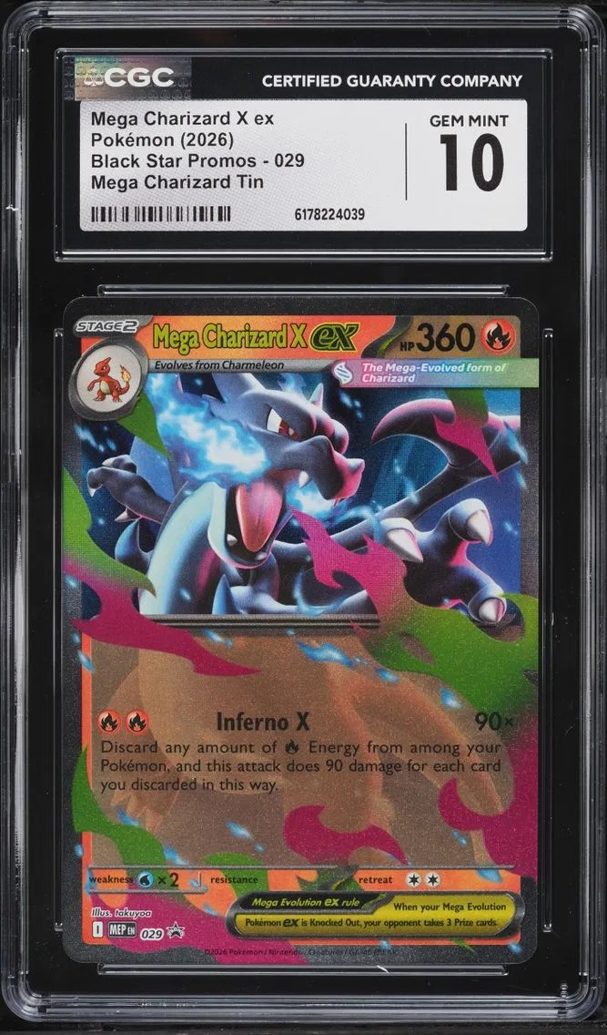 2026 Pokemon Mega Evolution Promo Tin Mega Charizard X Ex #29 CGC 10 GEM MINT