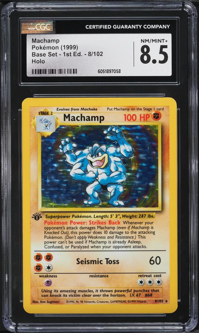 1999 #8 Machamp-Holo 1st Edition CGC 8.5 Game Pokemon