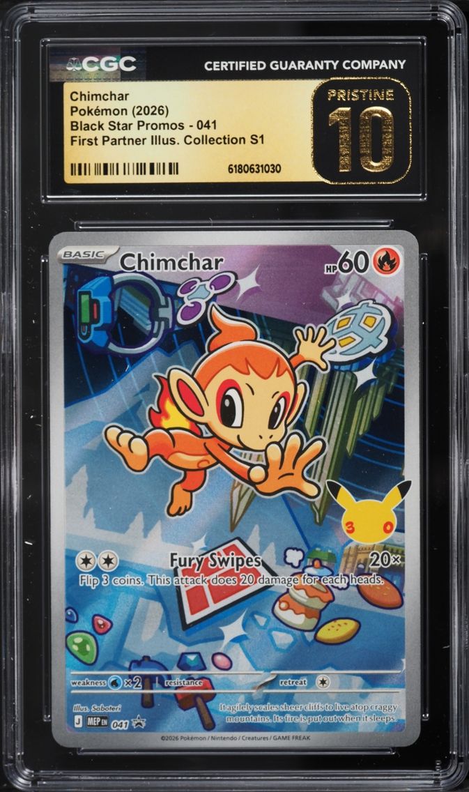 2026 Pokemon Mega Evolution Promo First Partner S1 Full Art Chimchar #41 CGC 10 PRISTINE