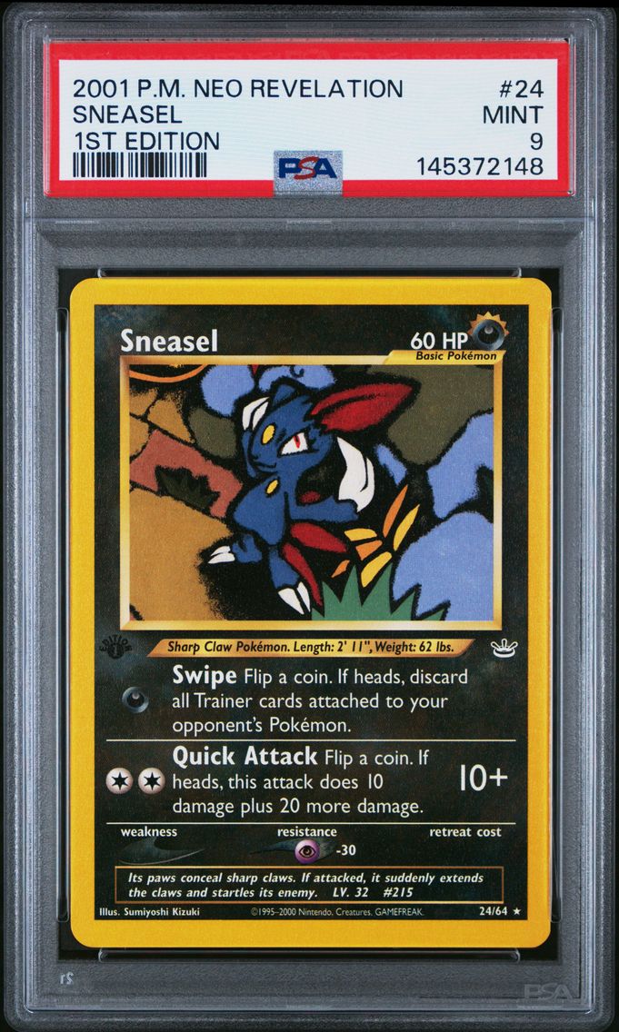 2001 #24 Sneasel 1st Edition PSA 9 Neo Revelation Pokemon