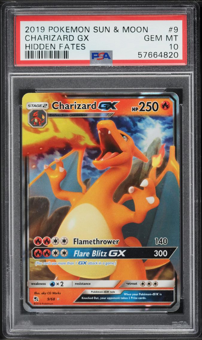 2019 #9 Charizard GX PSA 10 Sun & Moon Hidden Fates Pokemon