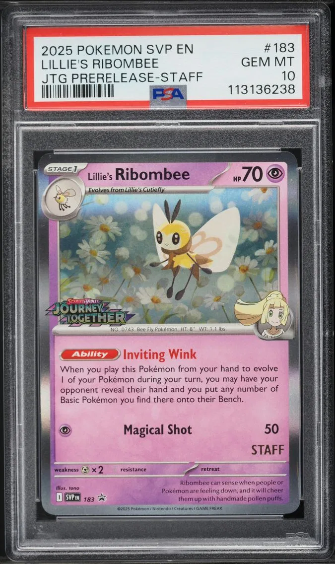 2025 #183 Lillie's Ribombee PSA 10 Svp EN-SV Black Star Promo Pokemon