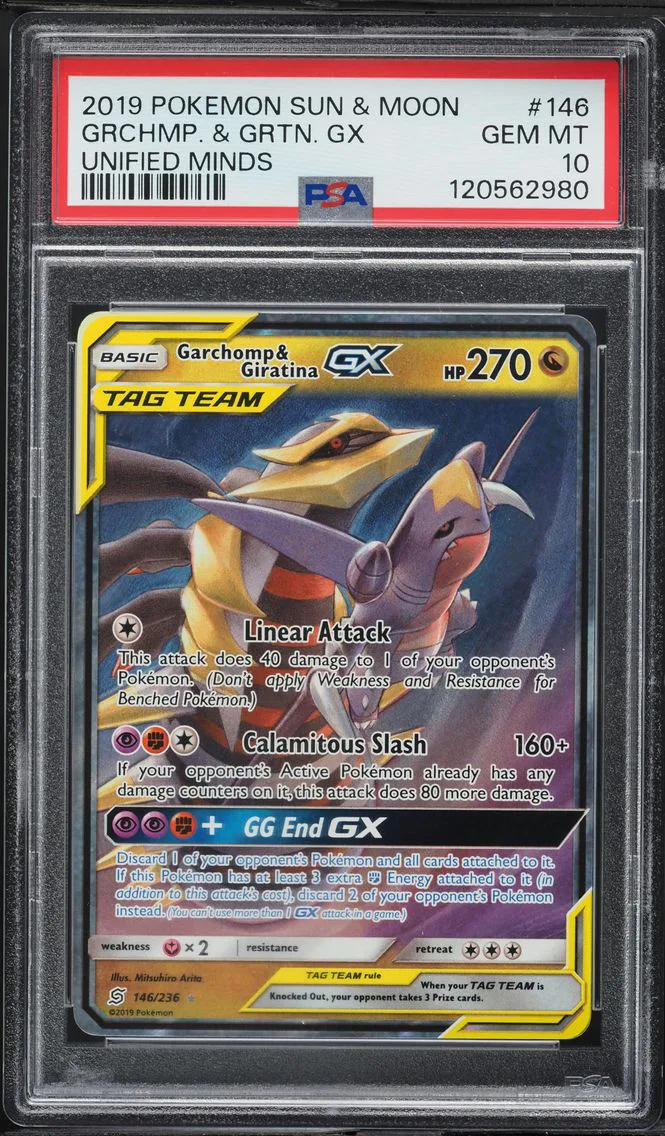 2019 #146 Garchomp & Giratina GX PSA 10 Sun & Moon Unified Minds Pokemon