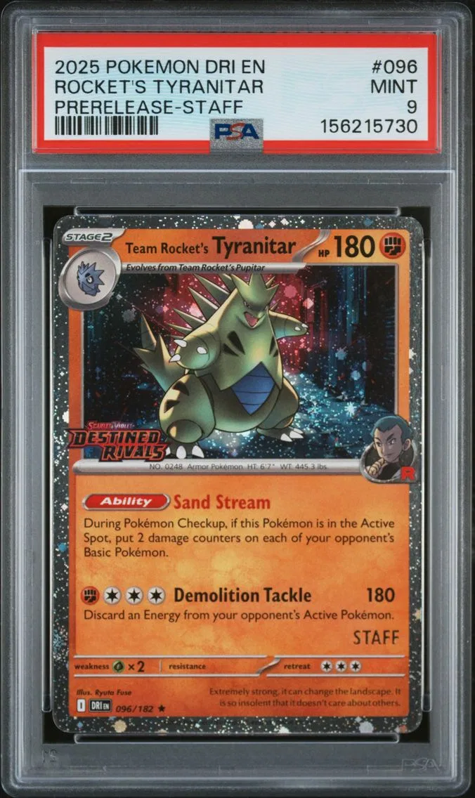2025 #096 Team Rocket's Tyranitar PSA 9 Dri EN-Destined Rivals