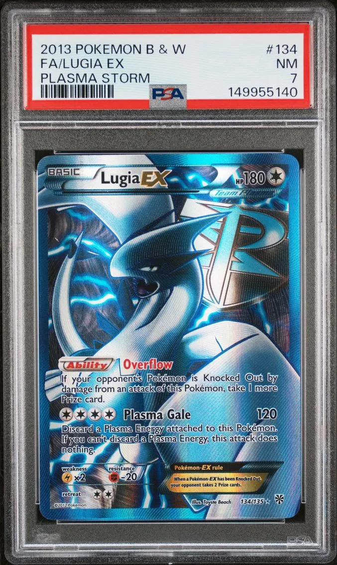 2013 #134 Full Art/Lugia EX PSA 7 Black & White Plasma Storm Pokemon