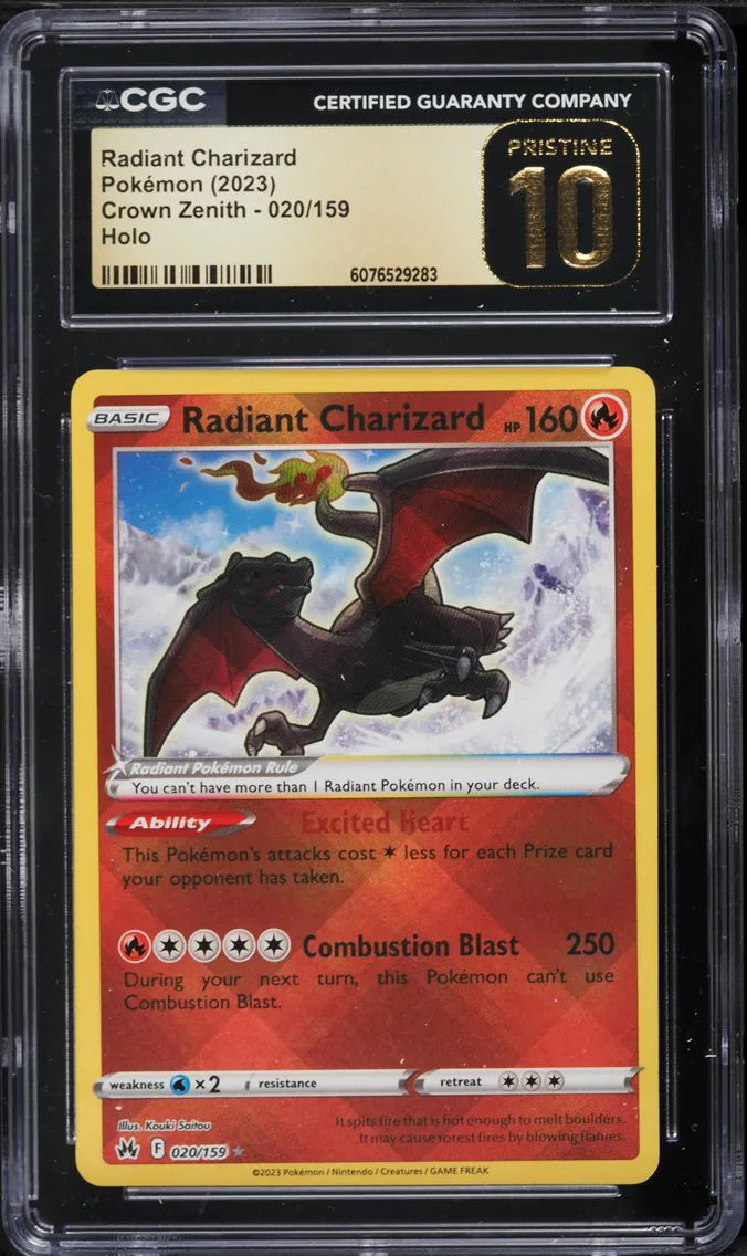 2023 #020 Radiant Charizard CGC 10 Pristine Sword and Shield Crown Zenith Pokemon
