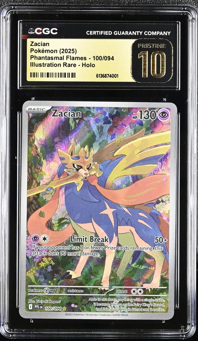 2025 #100 Zacian CGC 10 Pristine Phantasmal Flames - PFL EN - English