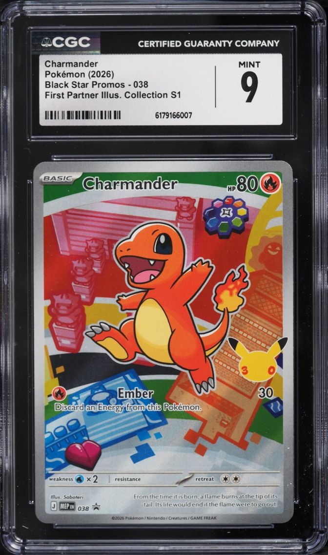 2026 Pokemon Mega Evolution Promo First Partner Illustration S1 Full Art Charmander #38 CGC 9