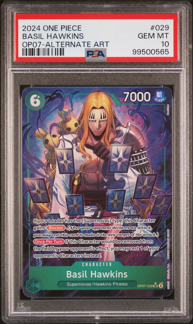 2024 #029 Basil Hawkins PSA 10 One Piece OP07-500 Years in the Future
