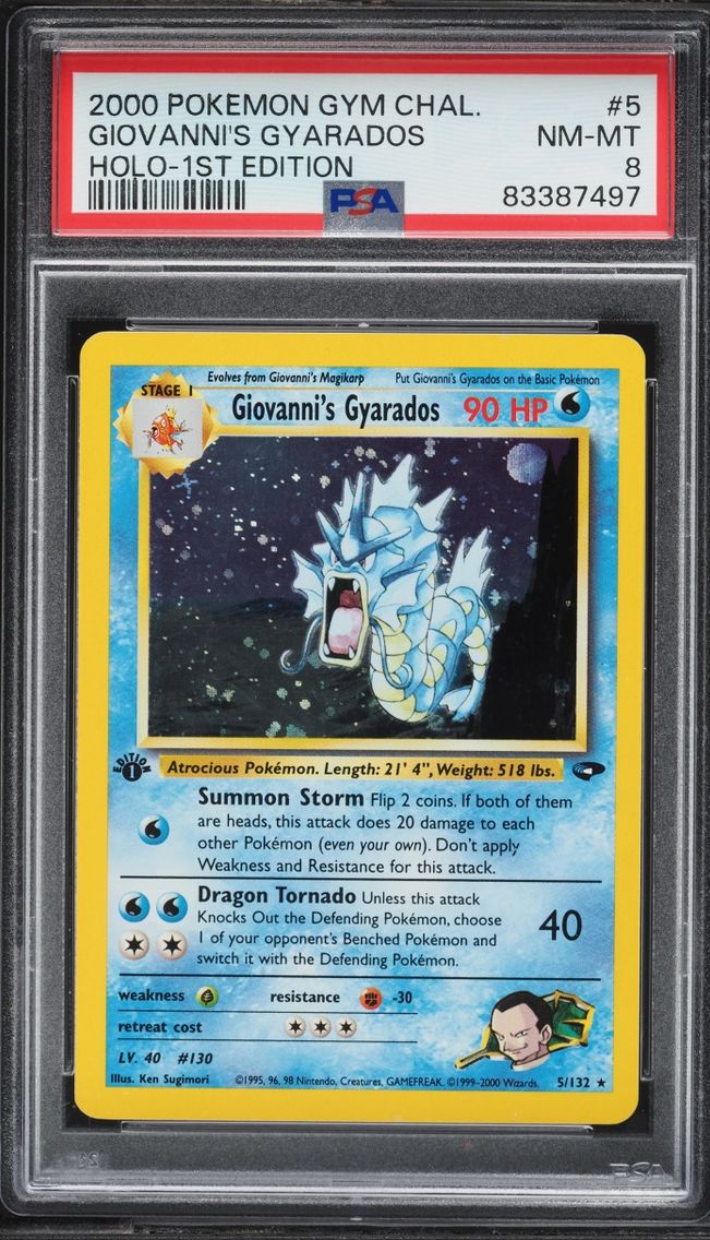 2000 #5 Gym Challenge 1st Edition Holo Giovanni's Gyarados NM-MT PSA 8 Pokemon