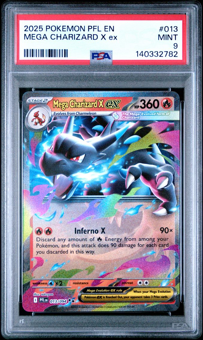 2025 #013 Mega Charizard X EX PSA 9 Pfl EN-Phantasmal Flames Pokemon