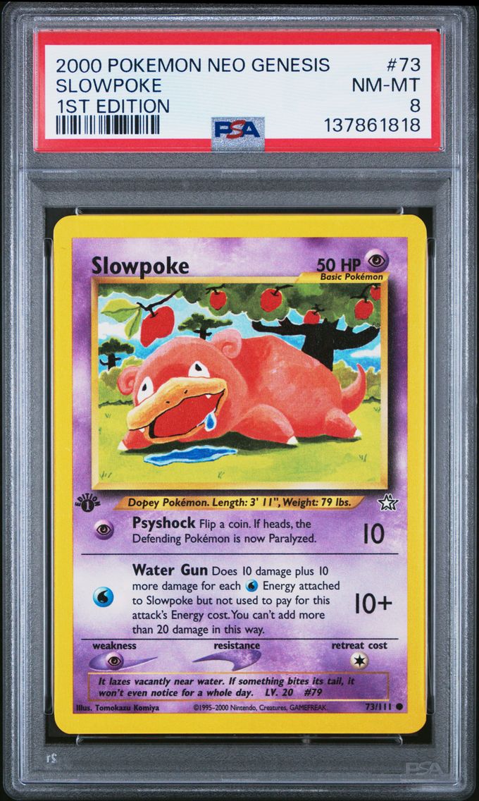 2000 #73 Slowpoke PSA 8 Neo Genesis 1st Edition Pokemon
