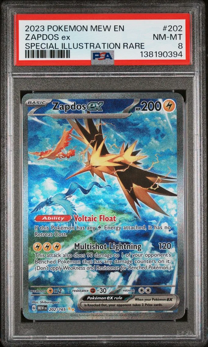 2023 #202 Zapdos EX PSA 8 Mew EN-151 Pokemon
