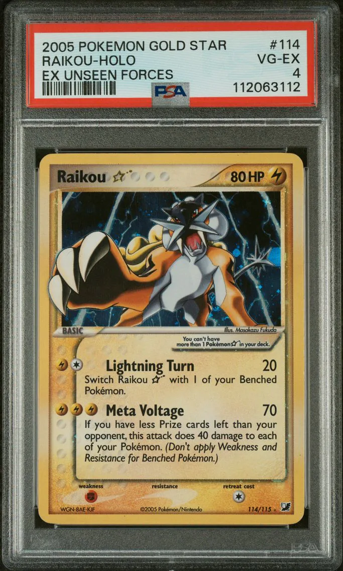2005 #114 Raikou-Holo Gold Star PSA 4 EX Unseen Forces