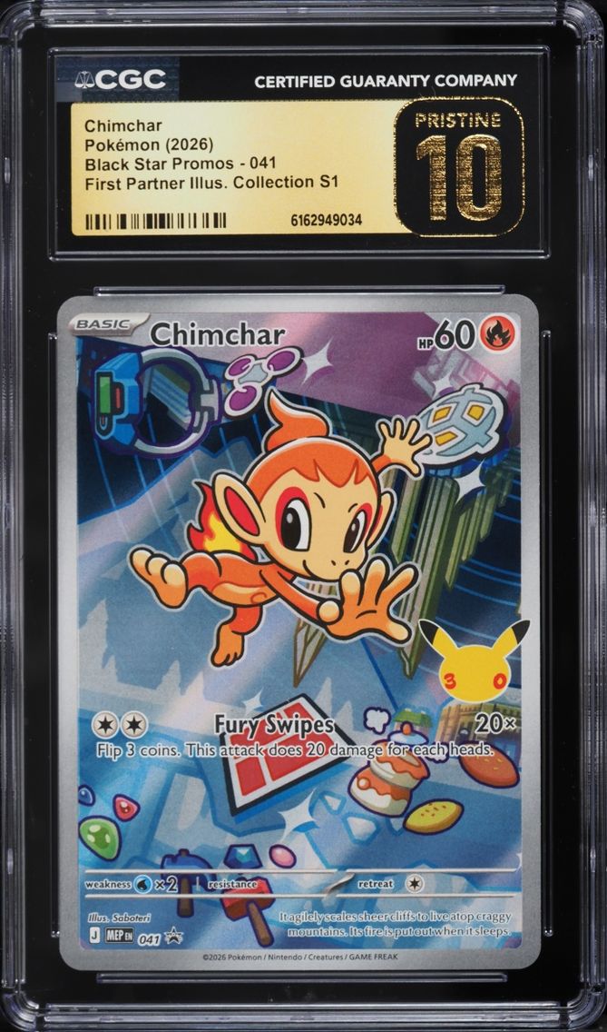 2026 Pokemon Mega Evolution Promo First Partner Illustration Full Art Chimchar CGC 10 PRISTINE