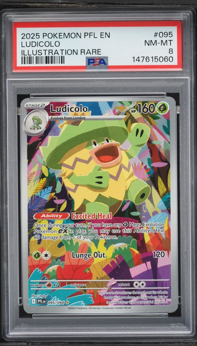 2025 Pokemon Mega Evolution Phantasmal Flames IR Ludicolo #095 PSA 8 NM-MT