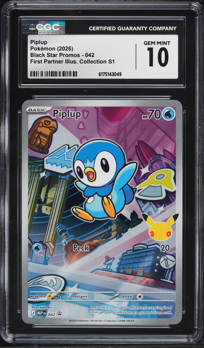 2026 Pokemon Mega Evolution Promo First Partner Illustration S1 Full Art Piplup CGC 10 GEM MINT