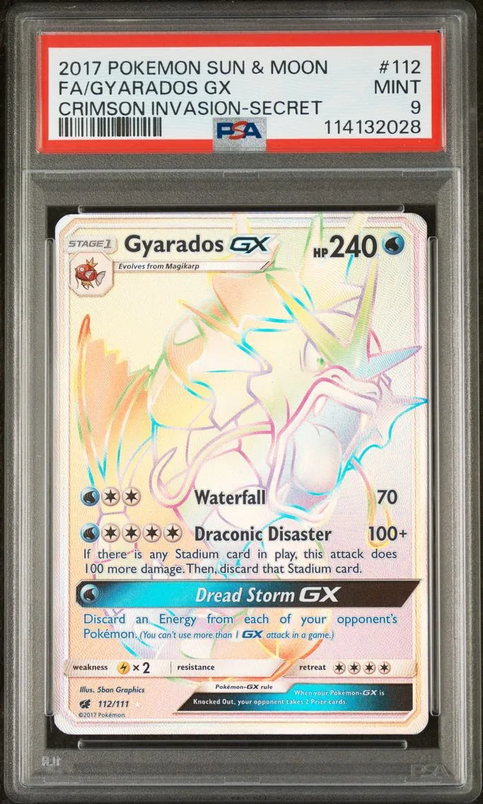 2017 #112 Full Art/Gyarados GX PSA 9 Sun & Moon Crimson Invasion Pokemon