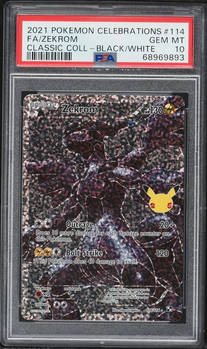 2021 #114 Full Art/Zekrom PSA 10 Celebrations Classic Collection Pokemon
