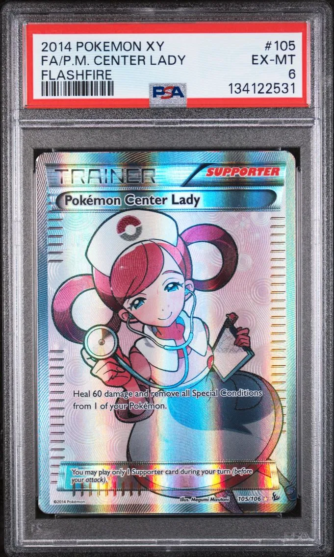2014 #105 Full Art/Pokemon Center Lady PSA 6 XY Flashfire