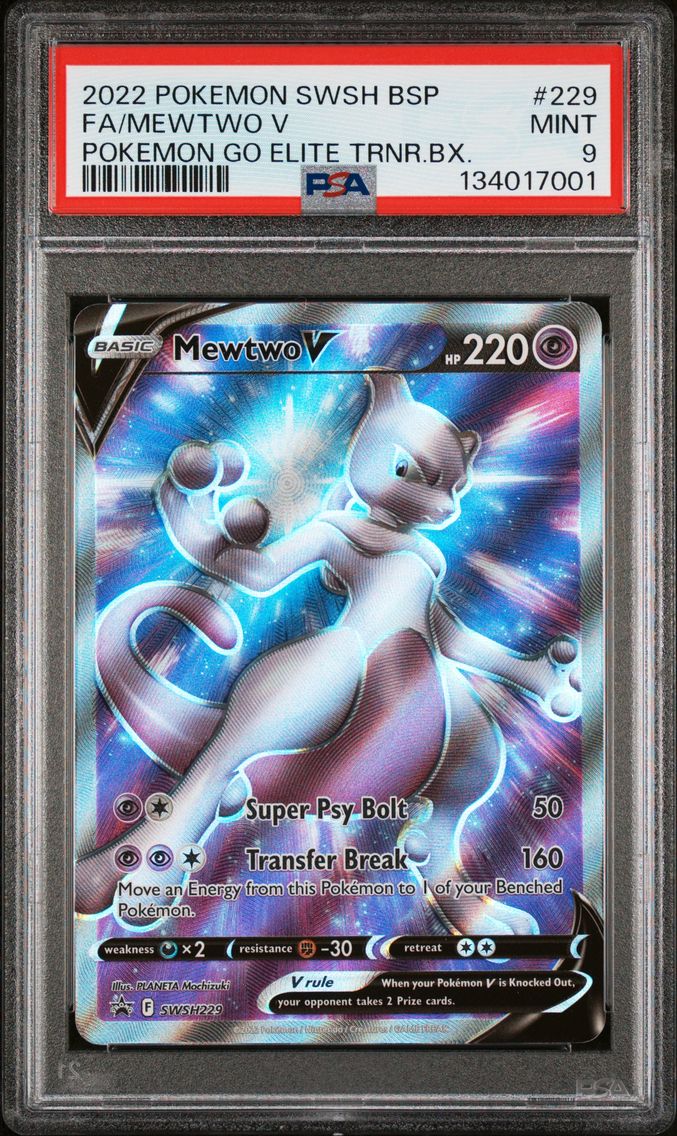 2022 #229 Full Art/Mewtwo V PSA 9 Swsh Black Star Promo Pokemon
