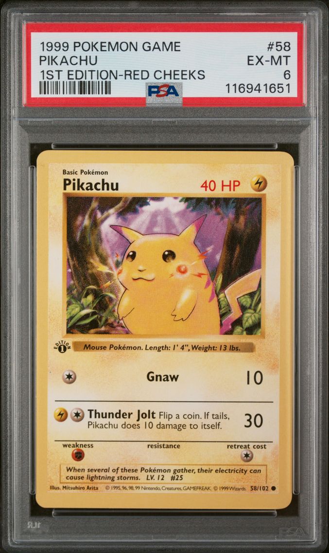 1999 #58 Pikachu PSA 6 Game Pokemon