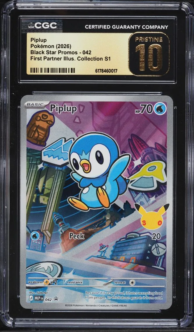 2026 Pokemon Mega Promo First Partner Illustration Full Art Piplup #42 CGC 10 PRISTINE