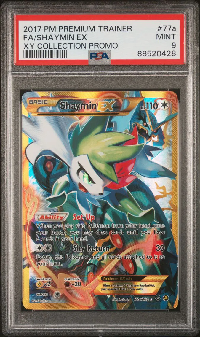 2017 #77a Full Art/Shaymin EX PSA 9 Premium Trainer XY Collection Promo Pokemon