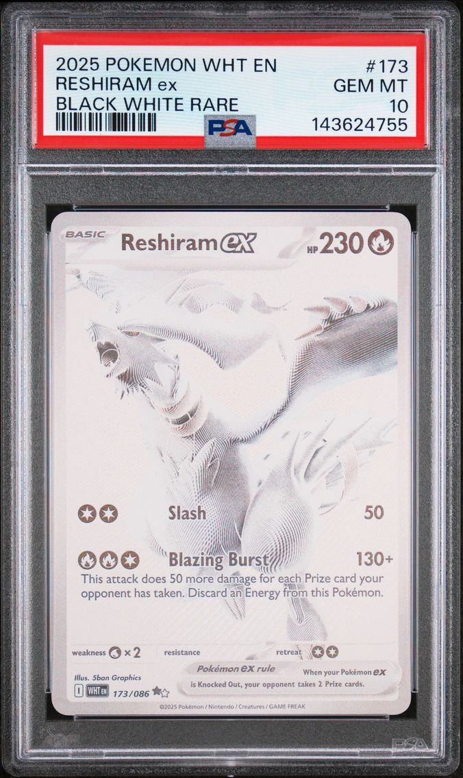 2025 #173 Reshiram EX PSA 10 Wht EN-White Flare