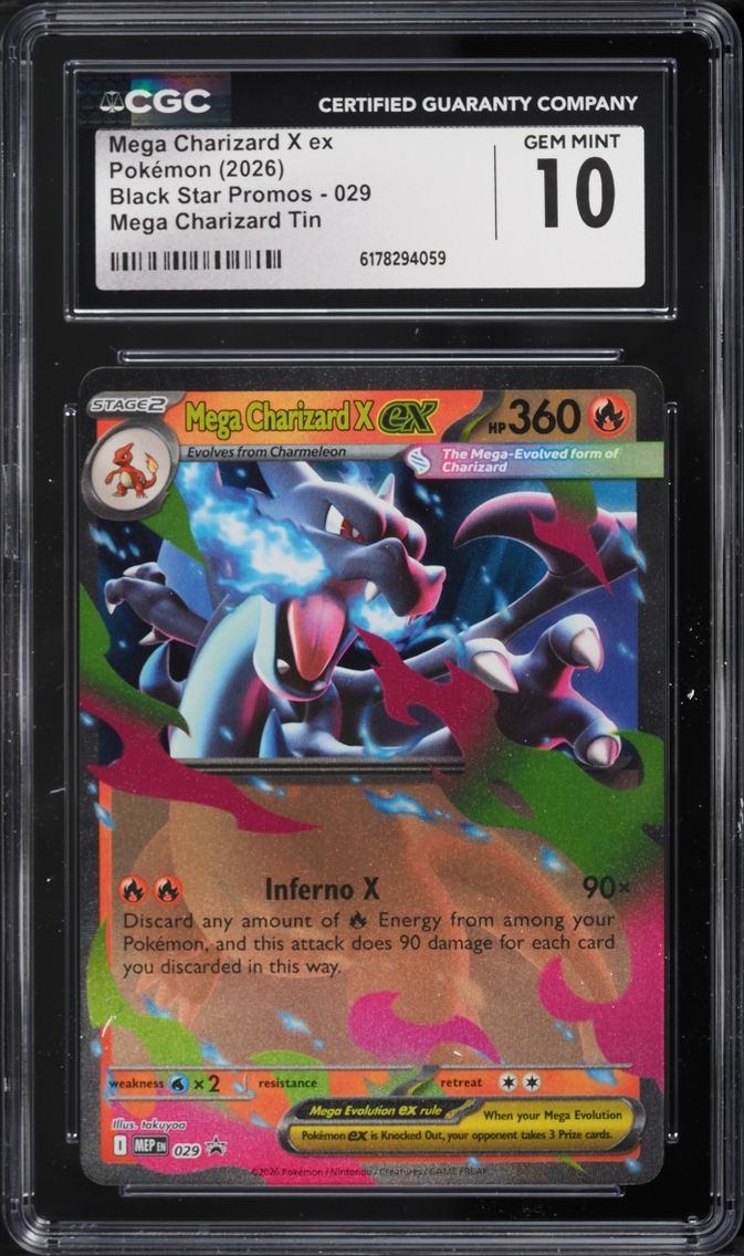 2026 Pokemon Mega Evolution Black Star Promo Tin Mega Charizard X EX #29 CGC 10 GEM MINT
