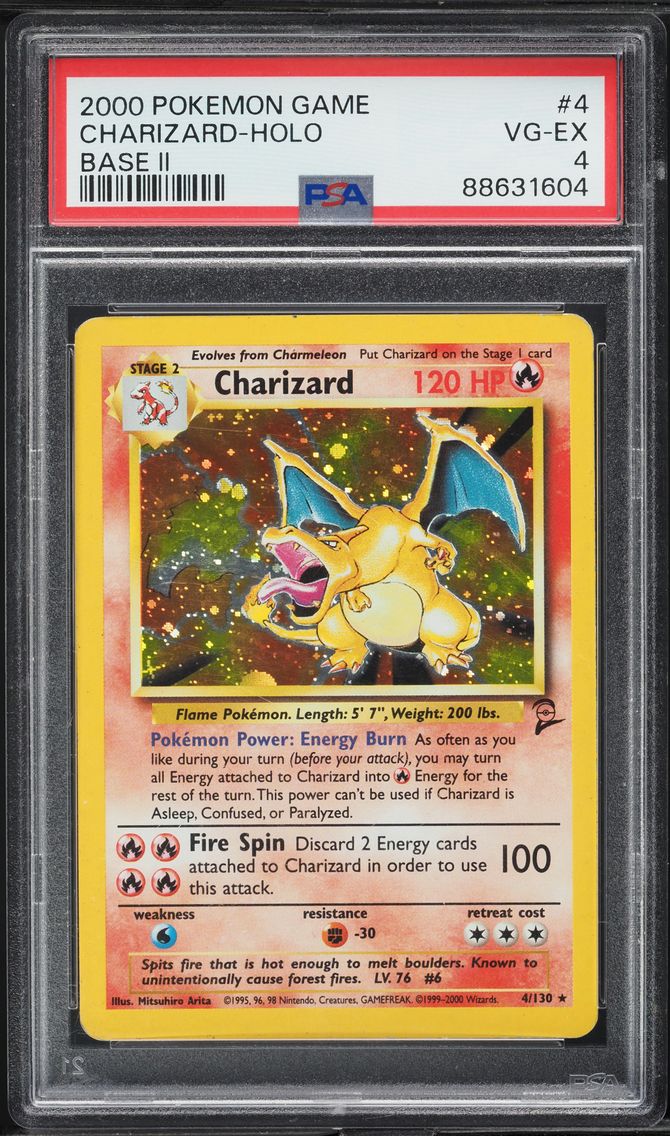 2000 #4 Charizard-Holo PSA 4 Game Base II Pokemon