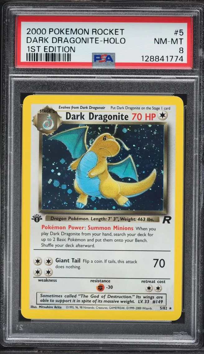 2000 #5 Team Rocket 1st Edition Holo Dark Dragonite NM-MT PSA 8 Pokemon