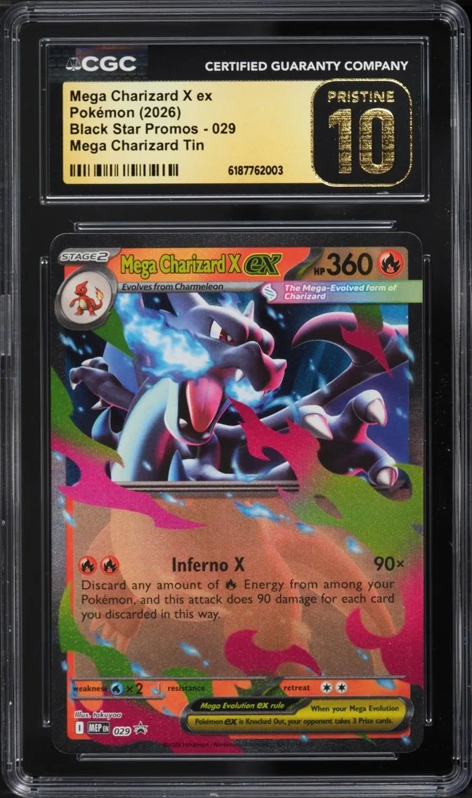 2026 #29 Mega Charizard X Ex CGC 10 Pokemon Mega Evolution Promo Tin