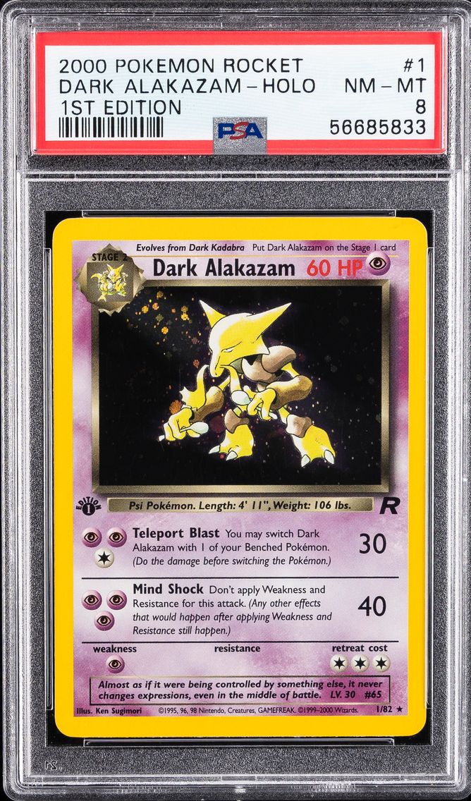 2000 #1 Dark Alakazam-Holo 1st Edition PSA 8 Rocket Pokemon