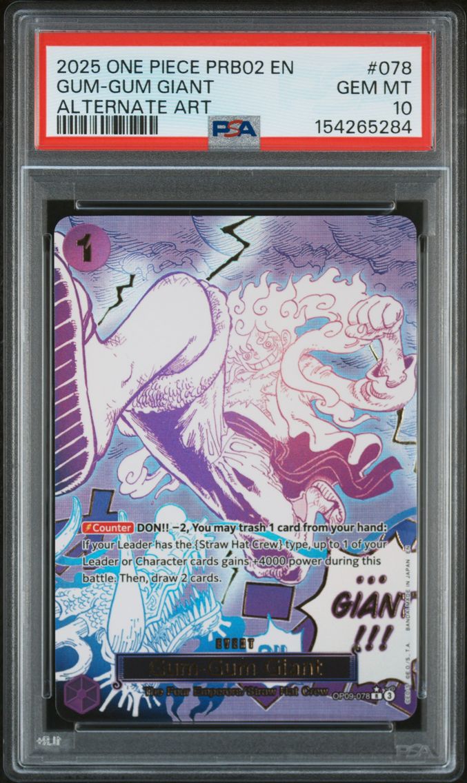 2025 #078 Gum-Gum Giant PSA 10 One Piece PRB02-Premium Booster -One Piece Card the Best- Vol.2