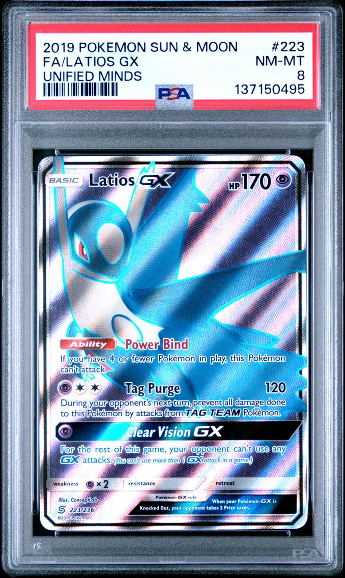 2019 #223 Full Art/Latios GX PSA 8 Sun & Moon Unified Minds